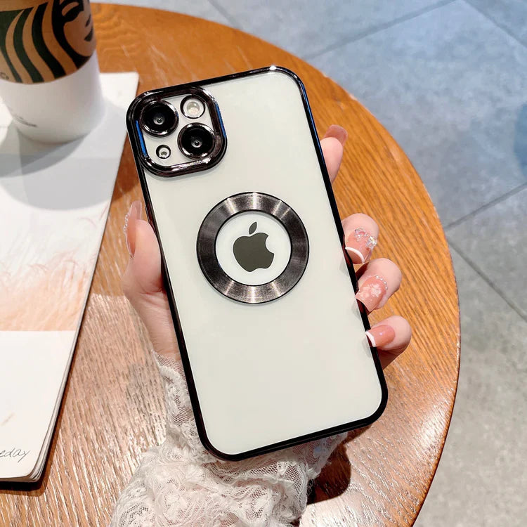 iPhone 13 Transparent Electroplating Case with Camera Protection - Black
