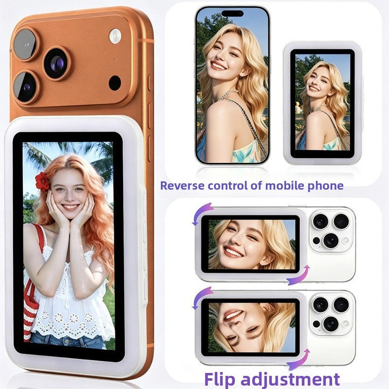 CaseCart CreatorView Glow Selfie Monitor on phone with flip view