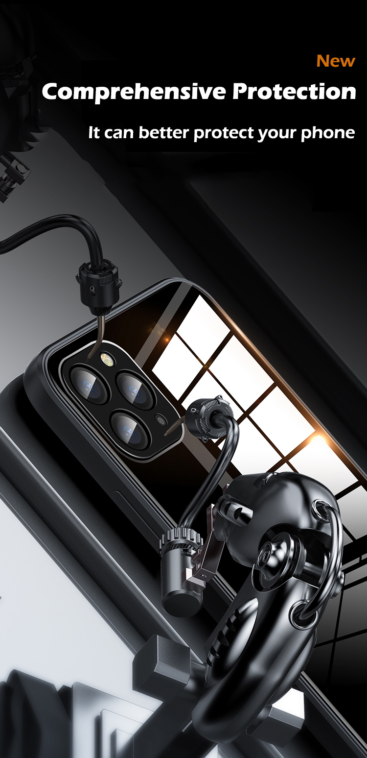 iPhone 13 Pro Glass Case with Logo and Camera Protection Toughened Glass Case