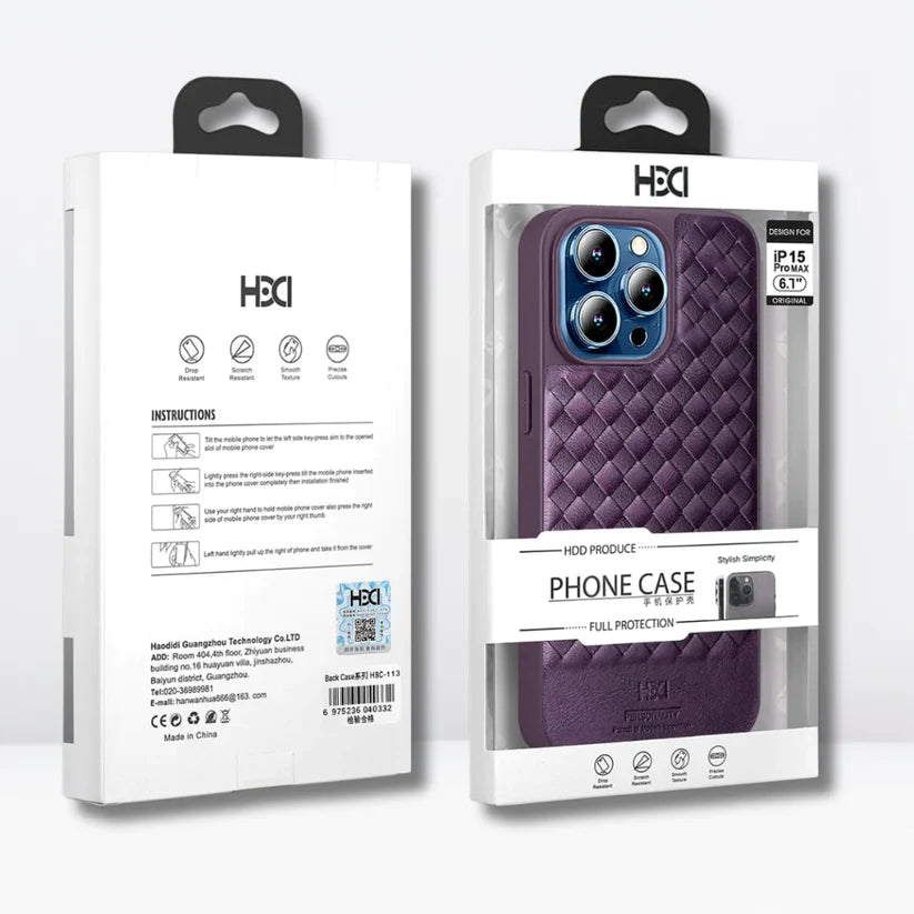 iPhone 15 Pro Max HBD Cross Leather Fine Texture Leather Case