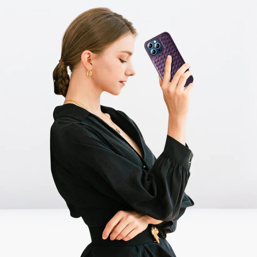 iPhone 15 Pro Max HBD Cross Leather Fine Texture Leather Case