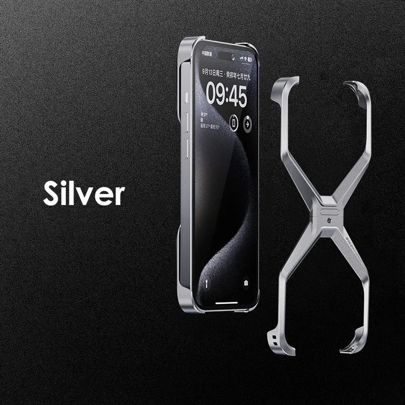 iPhone 16 Pro Max Metal Alloy X Shape Bumper Case - Titanium