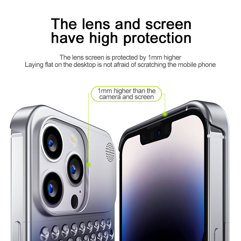 iPhone 15 Pro Frameless Metal Heat Dissipation Aluminum Cooling Case with Aroma - Gray