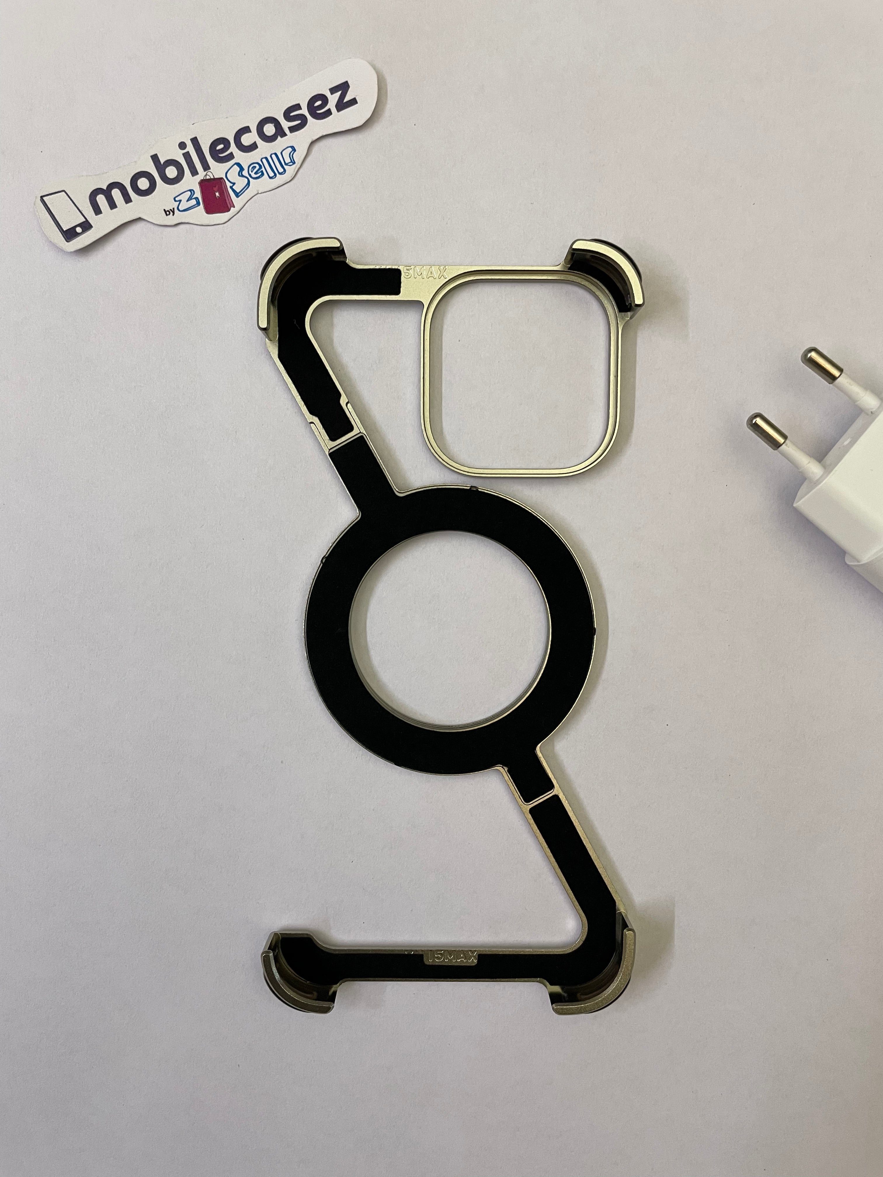 OATSBASF for iPhone 15 Pro Case, Sleek Minimalist Protective Shock Absorption Aerospace Grade Aluminum Shells with Built-in Kickstand Phone Case (K-Natural Titanium, for iPhone 15 Pro)