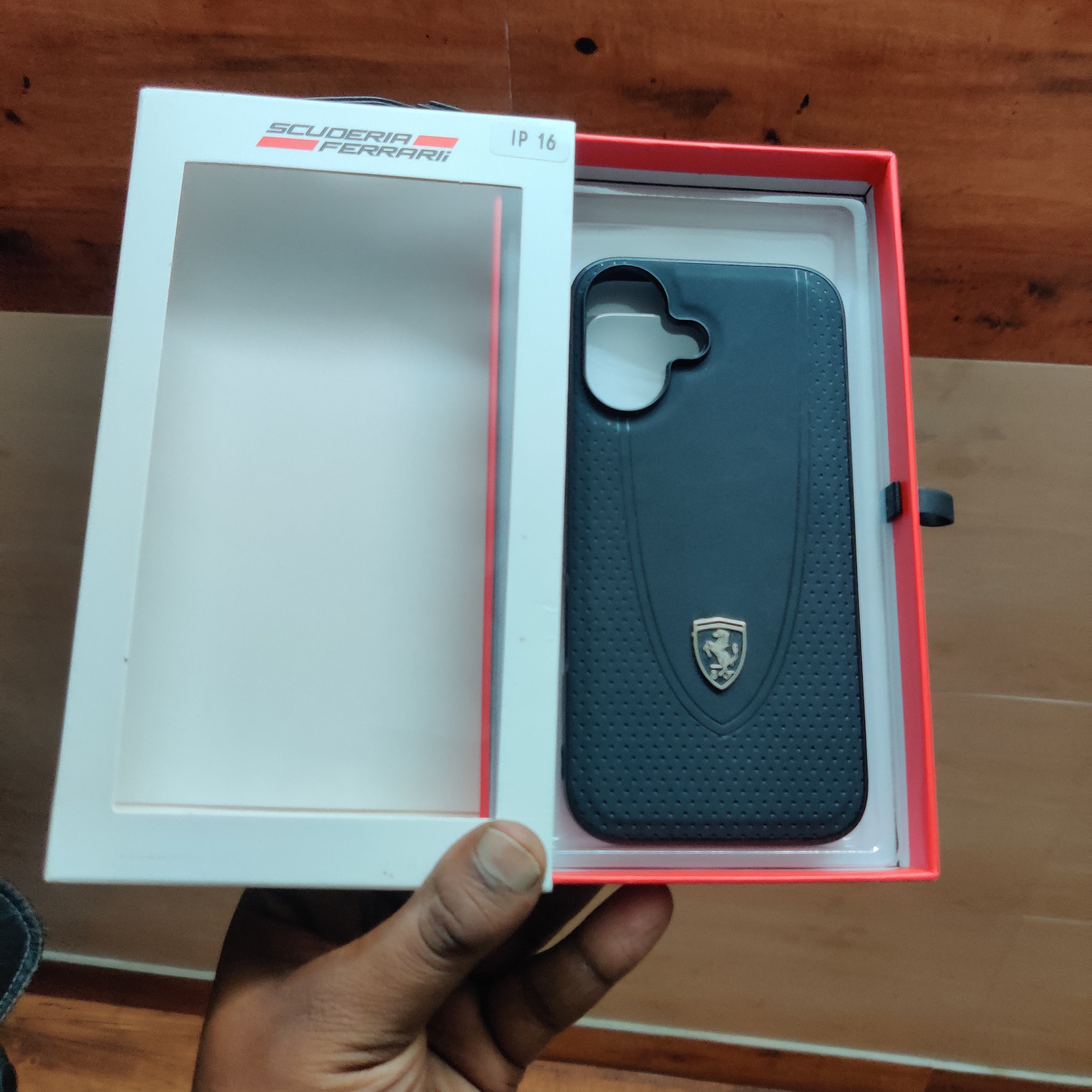 iPhone 16 Ferrari Case with Inner Fabric Protection - Black