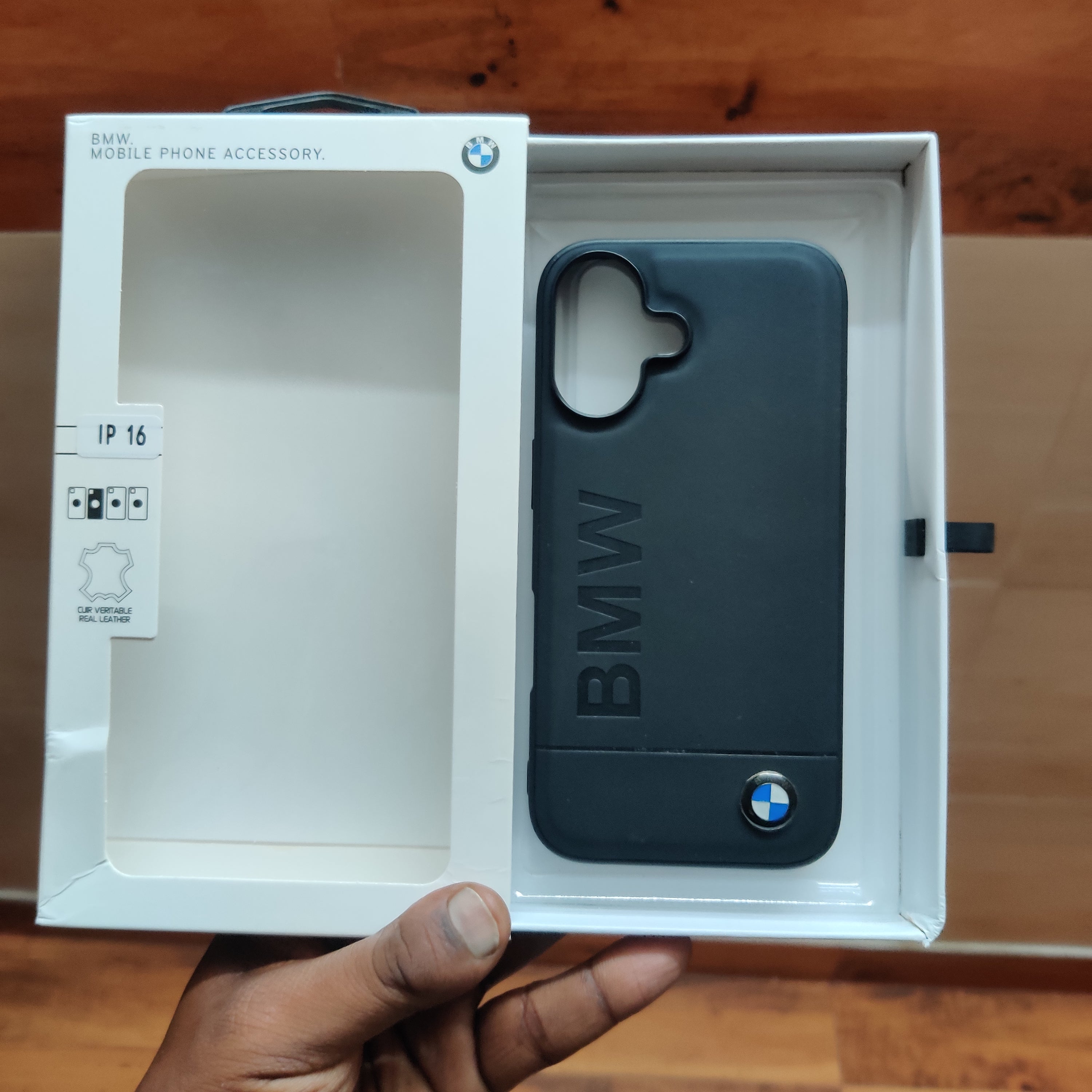 iPhone 16 BMW Case with Inner Fabric Protection - Black