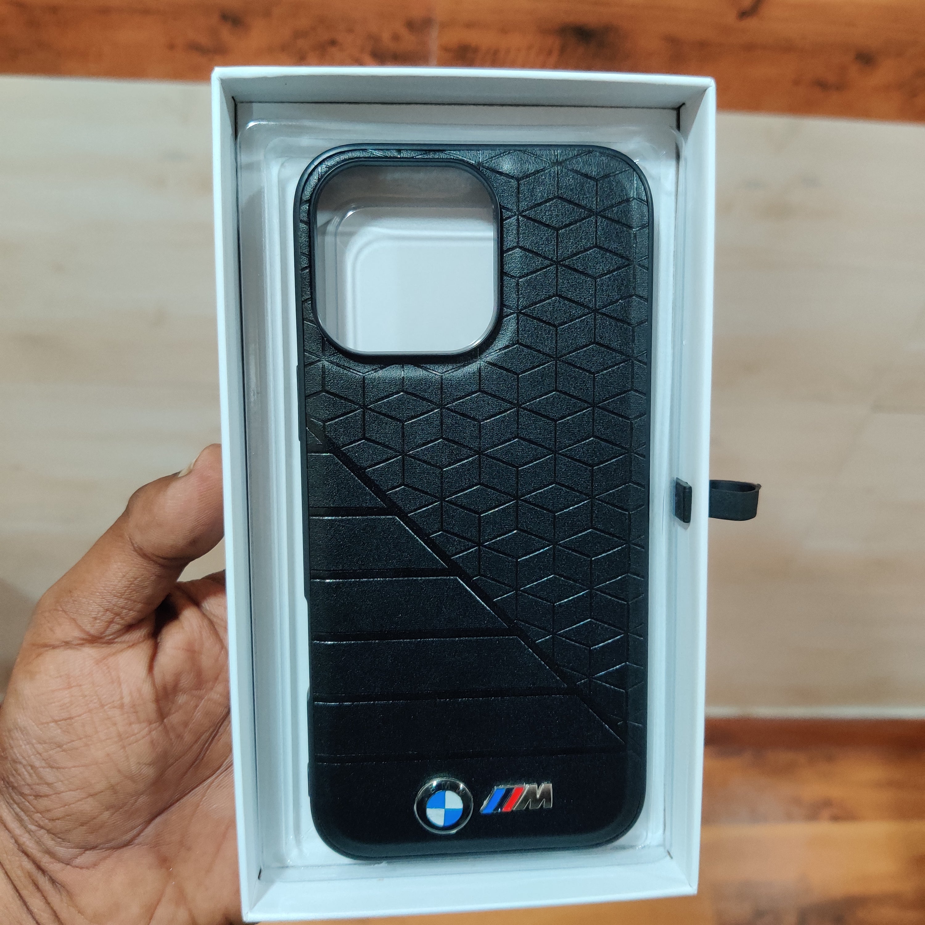 iPhone 16 Pro Max BMW Pattern Case with Inner Fabric Protection - Black