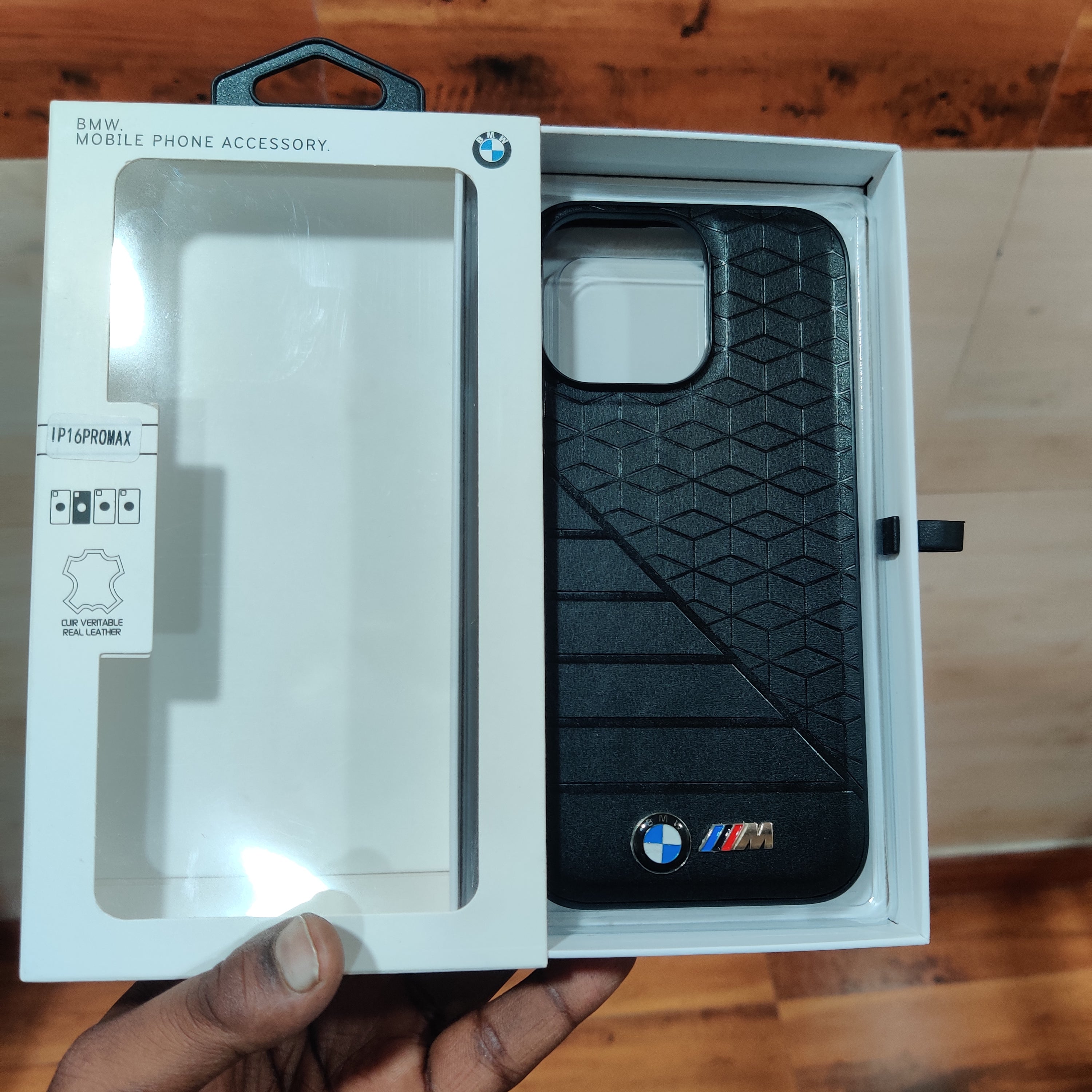 iPhone 16 Pro Max BMW Pattern Case with Inner Fabric Protection - Black