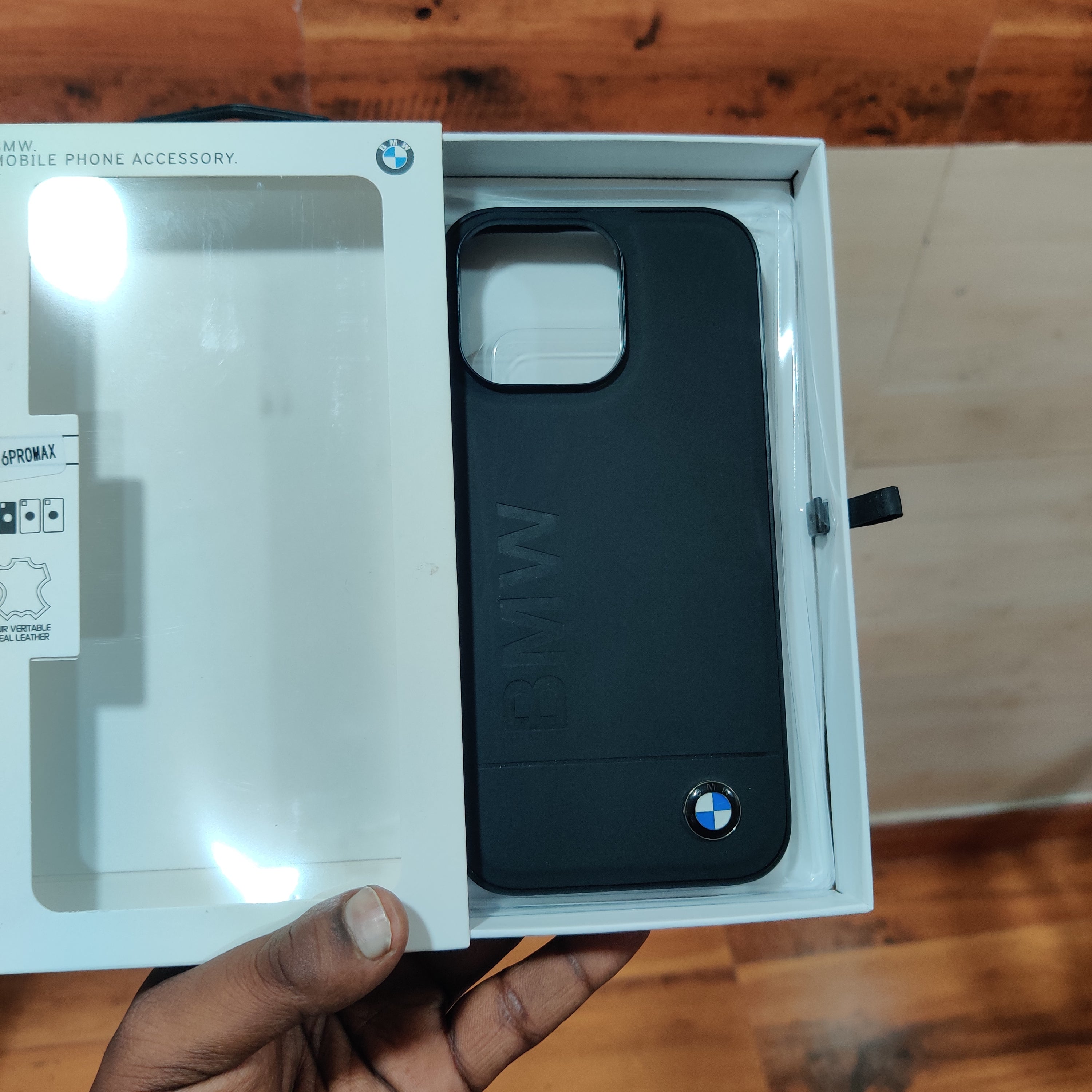 iPhone 16 Pro BMW Plain Case with Inner Fabric Protection - Black