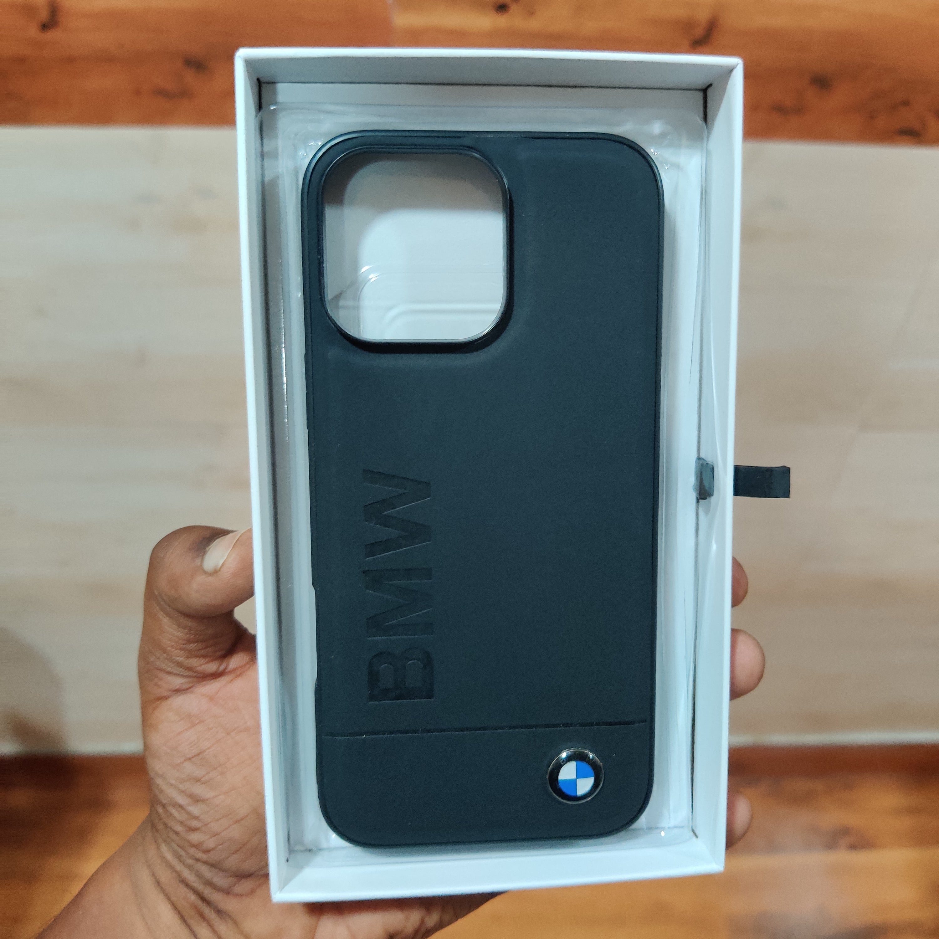 iPhone 16 Pro BMW Plain Case with Inner Fabric Protection - Black