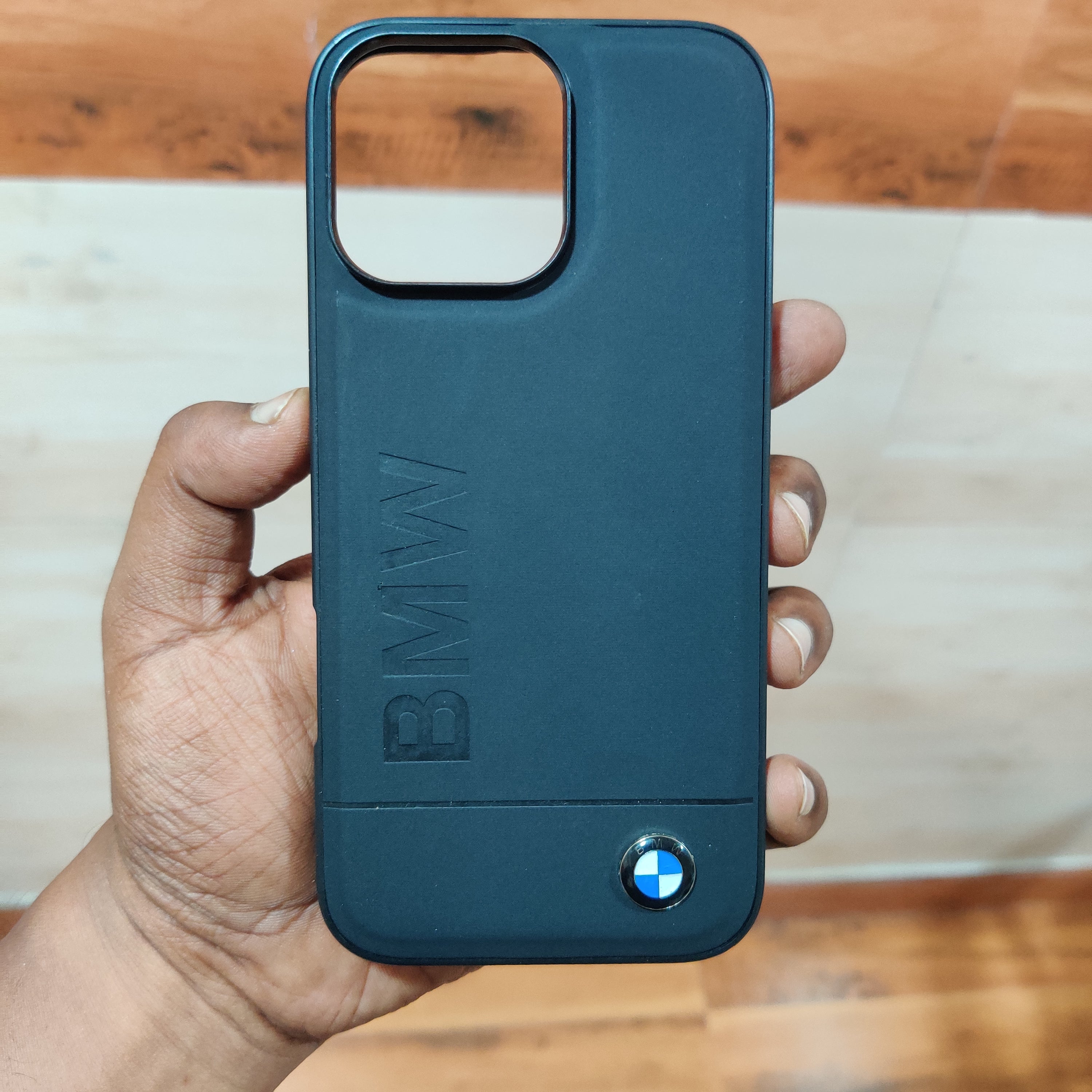 iPhone 16 Pro BMW Plain Case with Inner Fabric Protection - Black