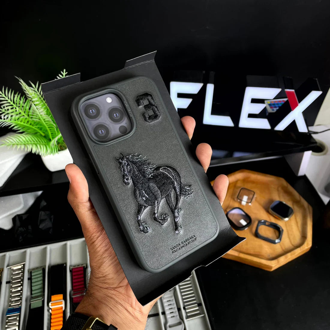 iPhone 16 Pro Santa Barbara Boris Series Polo Leather Case - Black