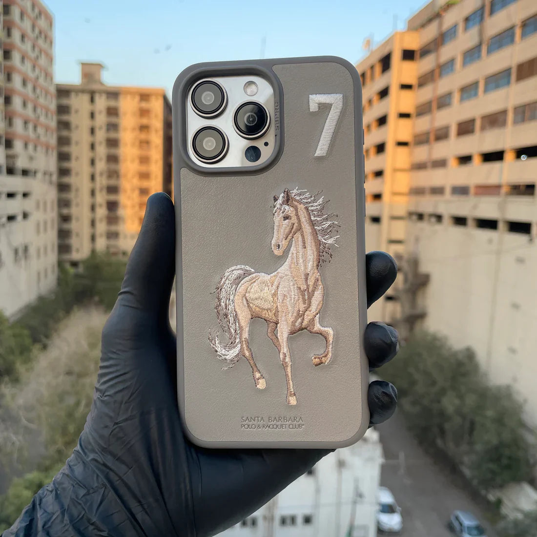 iPhone 15 Pro Max Santa Barbara Boris Horse Leather Case - Titanium