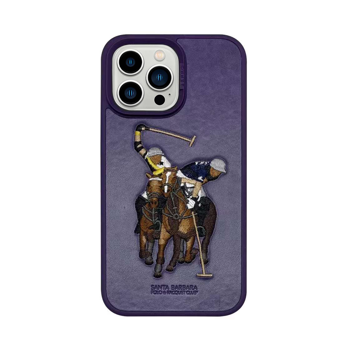 iPhone 14 Pro Max Santa Barbara Polo Jocky Series Leather Case - Purple