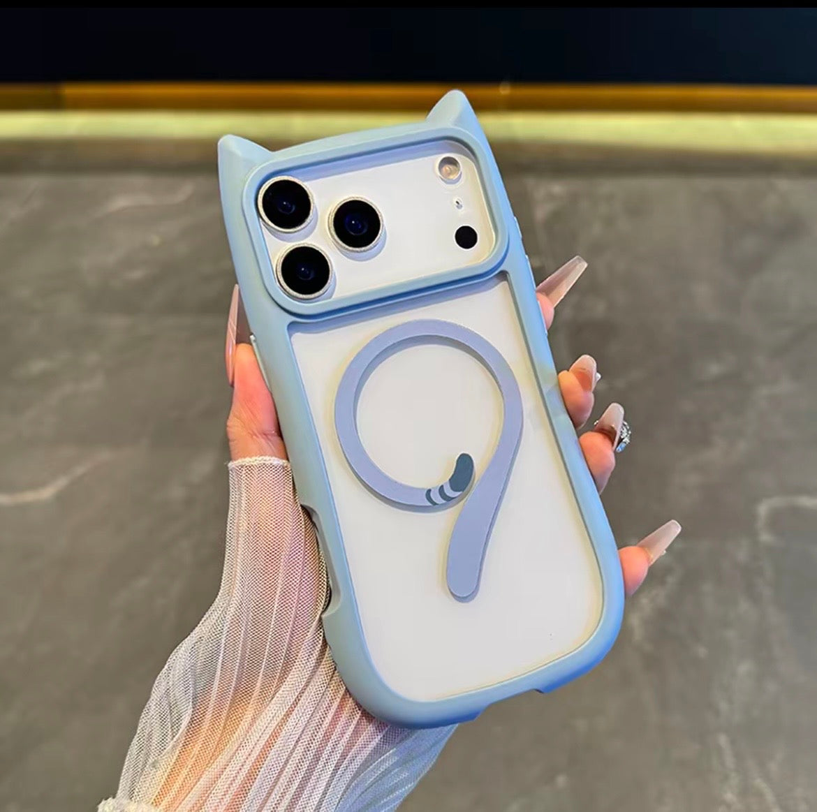 Cute Cat Ear MagSafe Case for iPhone 15–17 Series 🐱✨ | Strong Magnetic Grip & Full Protection