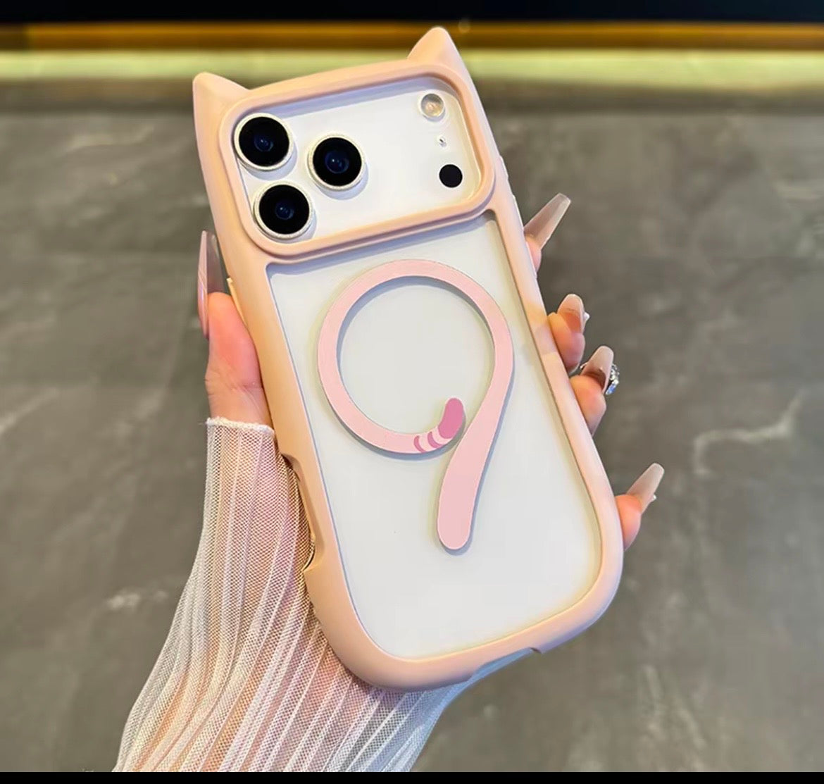 Cute Cat Ear MagSafe Case for iPhone 15–17 Series 🐱✨ | Strong Magnetic Grip & Full Protection