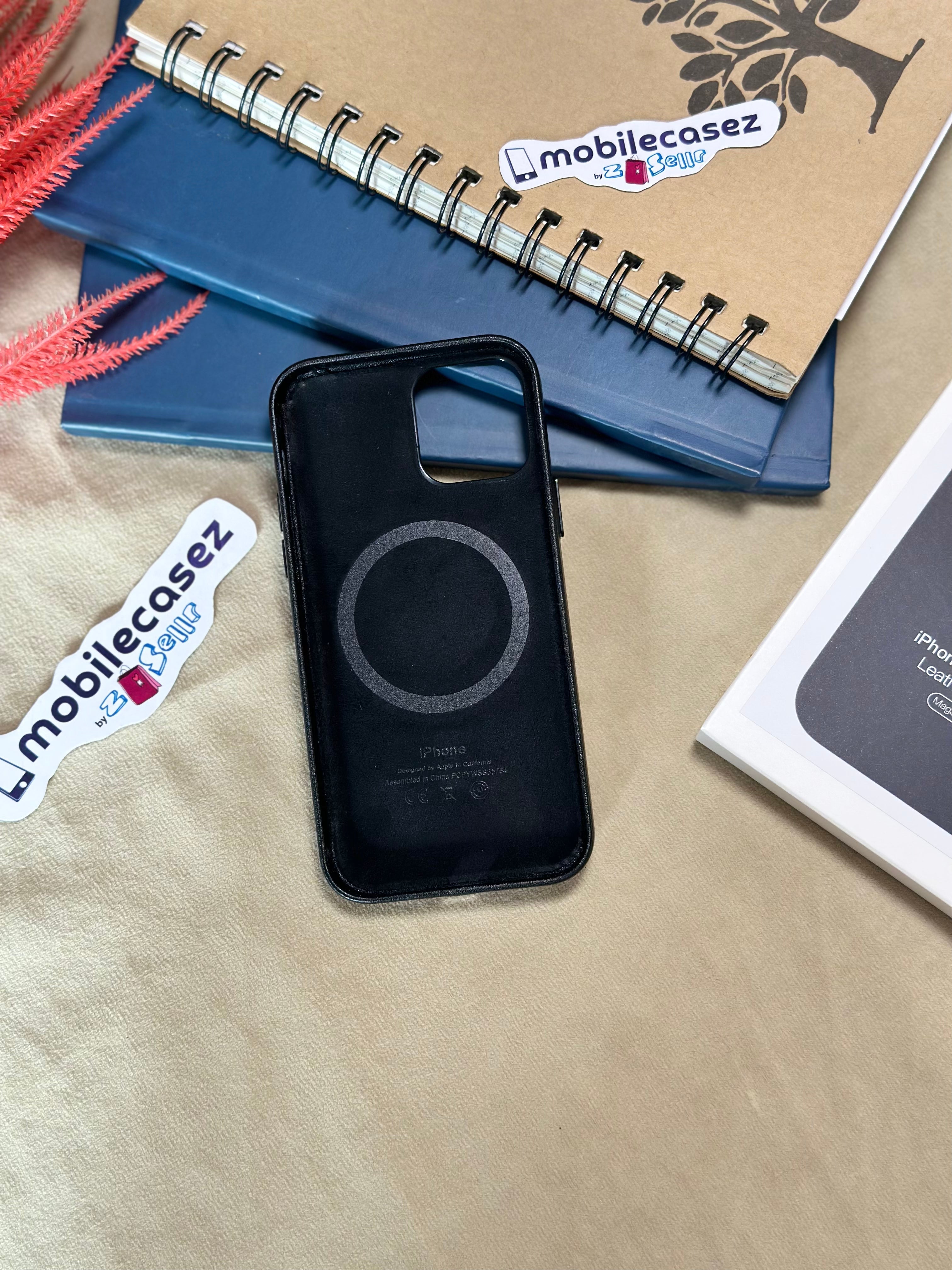 iPhone 14 Pro Max Leather Cover with MagSafe, Premium Apple Original iPhone 14 Pro Max Leather Case with MagSafe Black