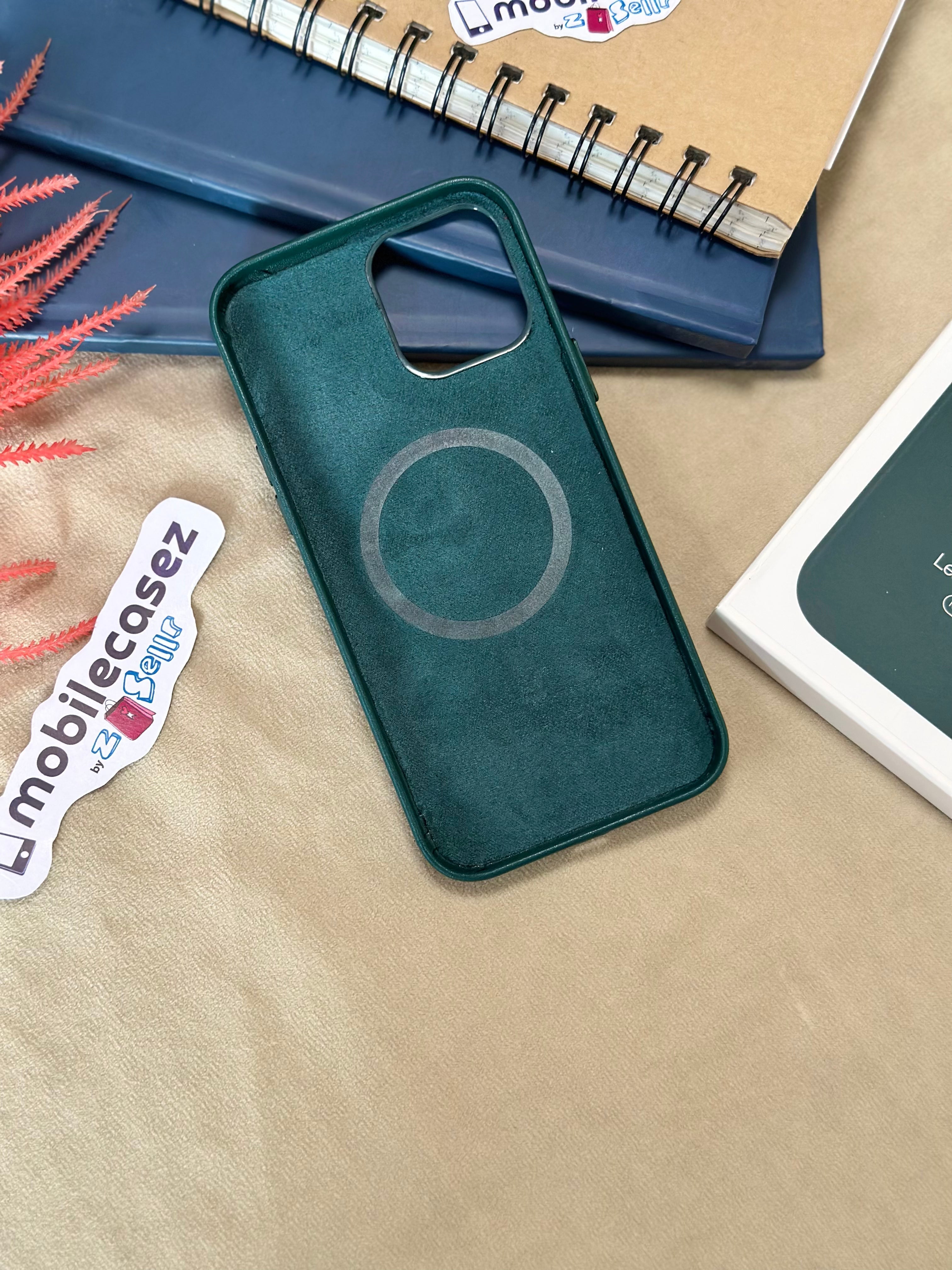 iPhone 14 Pro Max Leather Cover with MagSafe, Premium Apple Original iPhone 14 Pro Max Leather Case with MagSafe Green