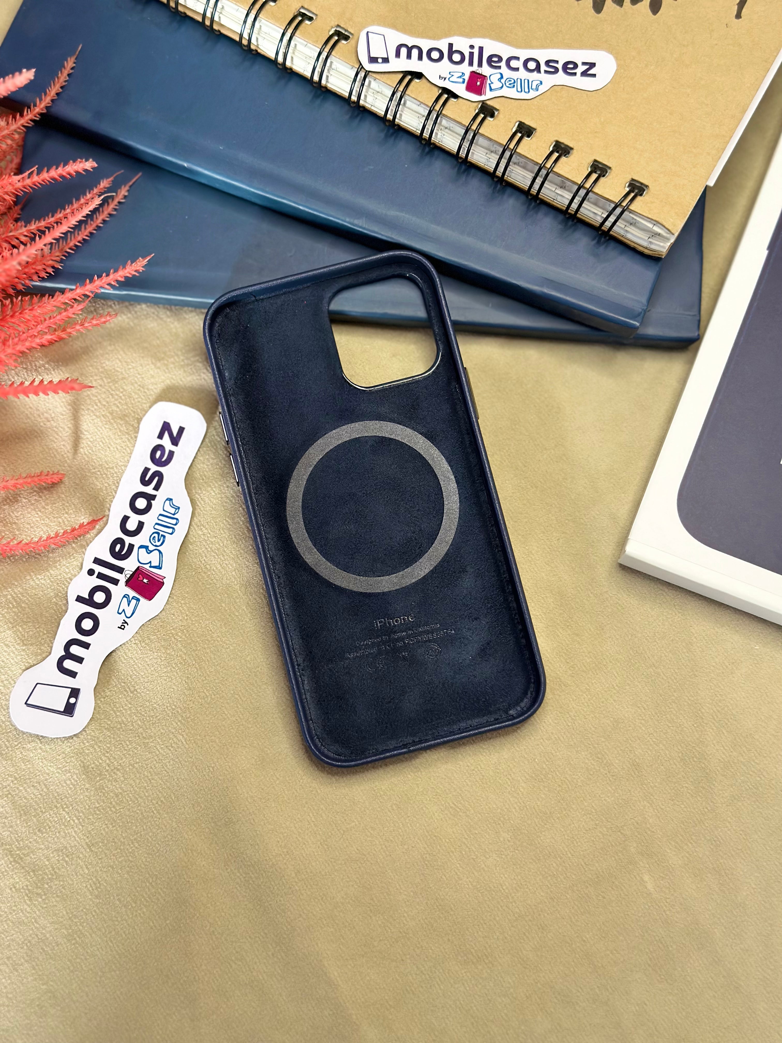 iPhone 14 Leather Cover with MagSafe, Premium Apple Original iPhone 14 Leather Case with MagSafe Blue