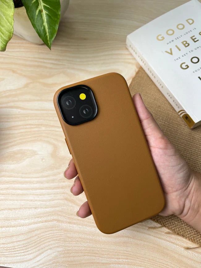 iPhone 13 Genuine Leather Case - Brown