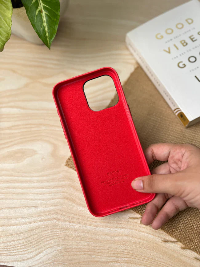 iPhone 15 Kzdoo Noble Classic Series Genuine Leather Case - Red
