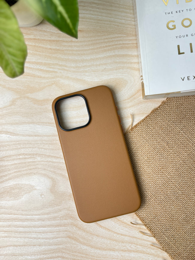 iPhone 15 Pro Max Kdoo Noble Classic Series Genuine Leather Case - Brown