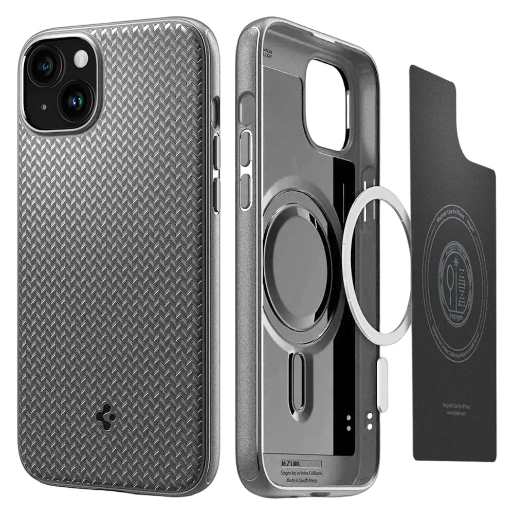 Spigen Mag Armor Magfit Back Cover Case Compatible with iPhone 15 Pro (TPU + Poly Carbonate | Grey)
