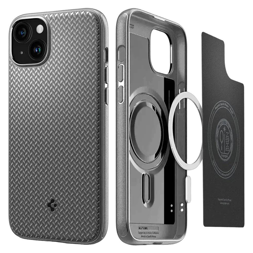 Spigen Mag Armor Magfit Back Cover Case Compatible with iPhone 16 (TPU + Poly Carbonate | Grey)