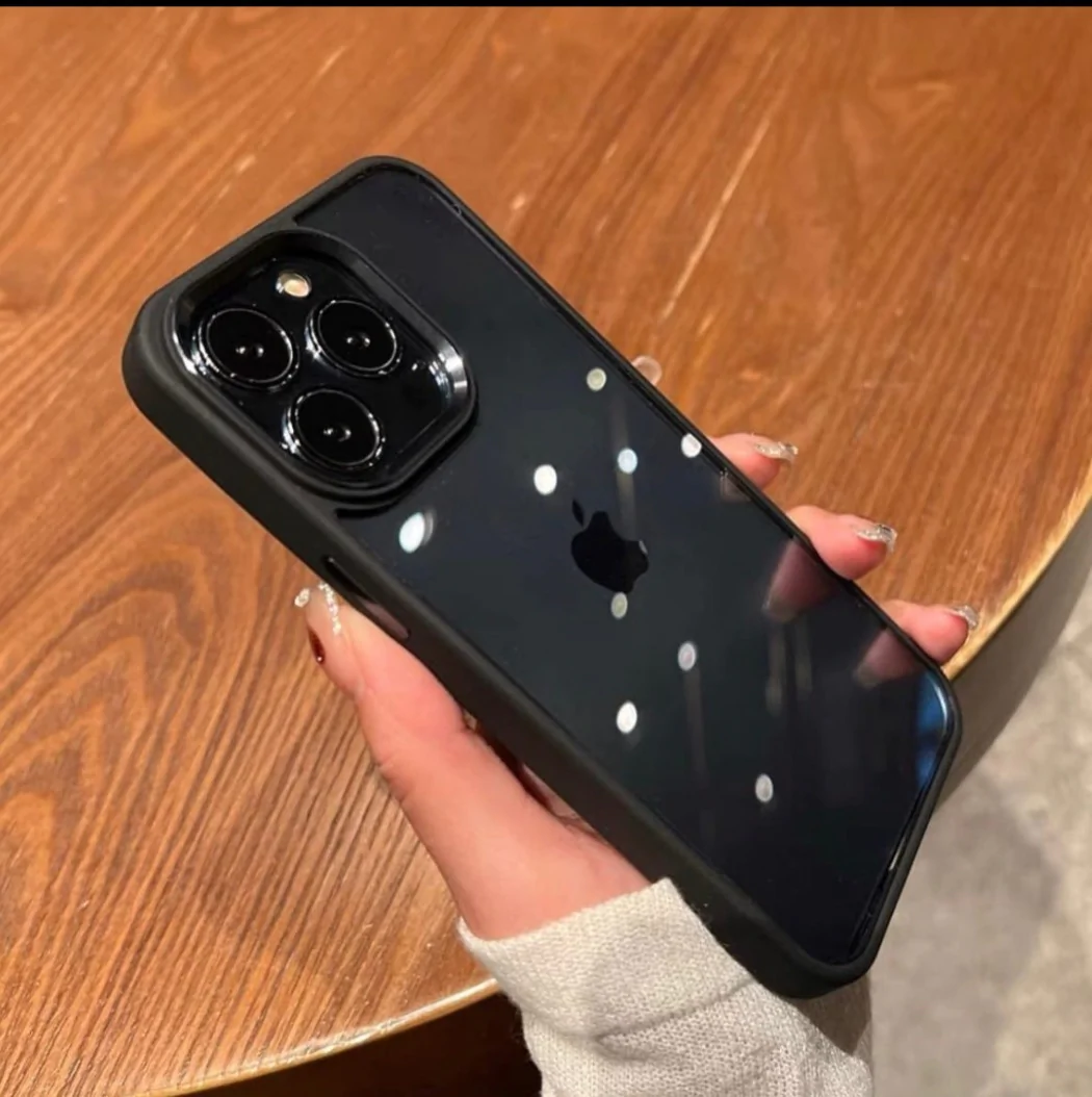 iPhone 13 Pro Ultra Slim Crystal Clear Hybrid Metal Circel Anti Yellow Case