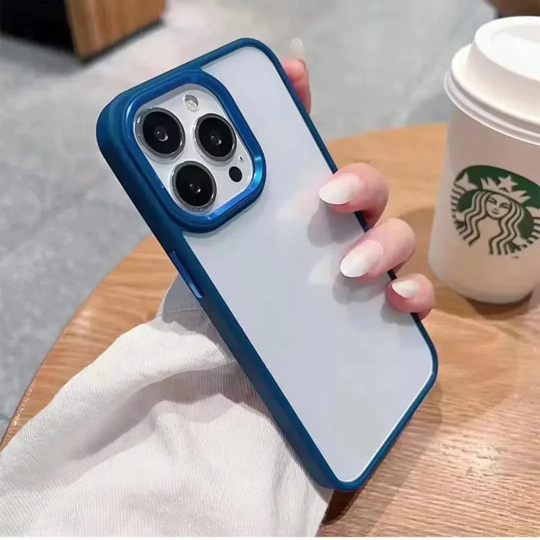 iPhone 13 Pro Ultra Slim Crystal Clear Hybrid Metal Circel Anti Yellow Case