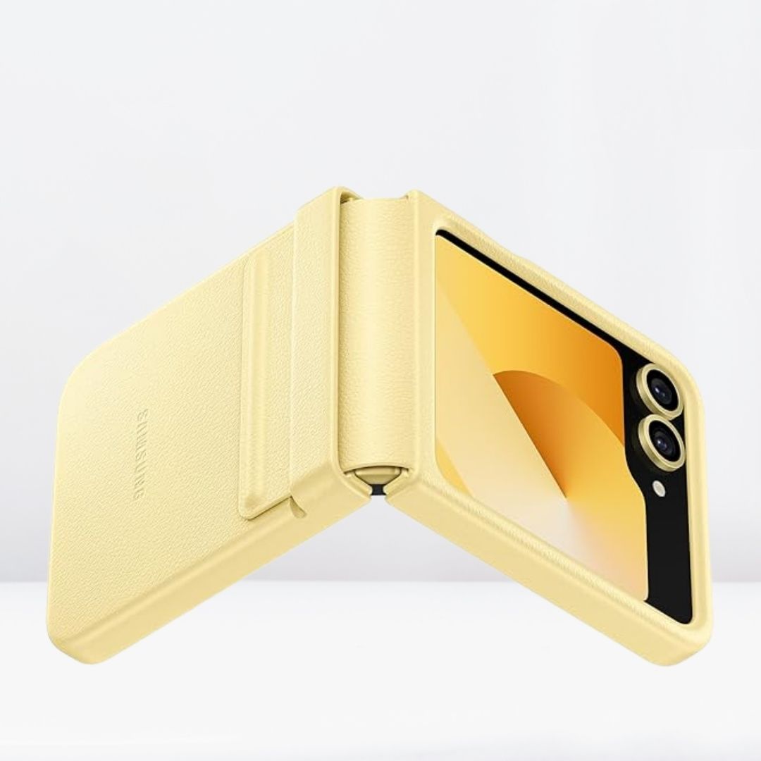 Kindsuit Leather Case for Samsung Galaxy Z Flip 6 (Yellow)