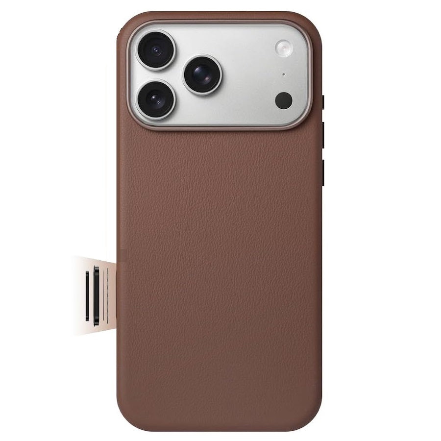 iPhone 17 Pro Business Style Leather Case with Camera Control Button - Orange