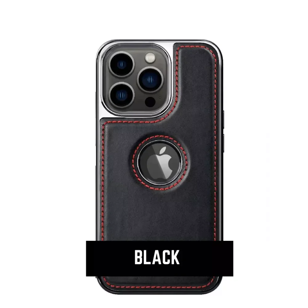 iPhone 13 Pro Max Luxurious Premium Leather Case - Black