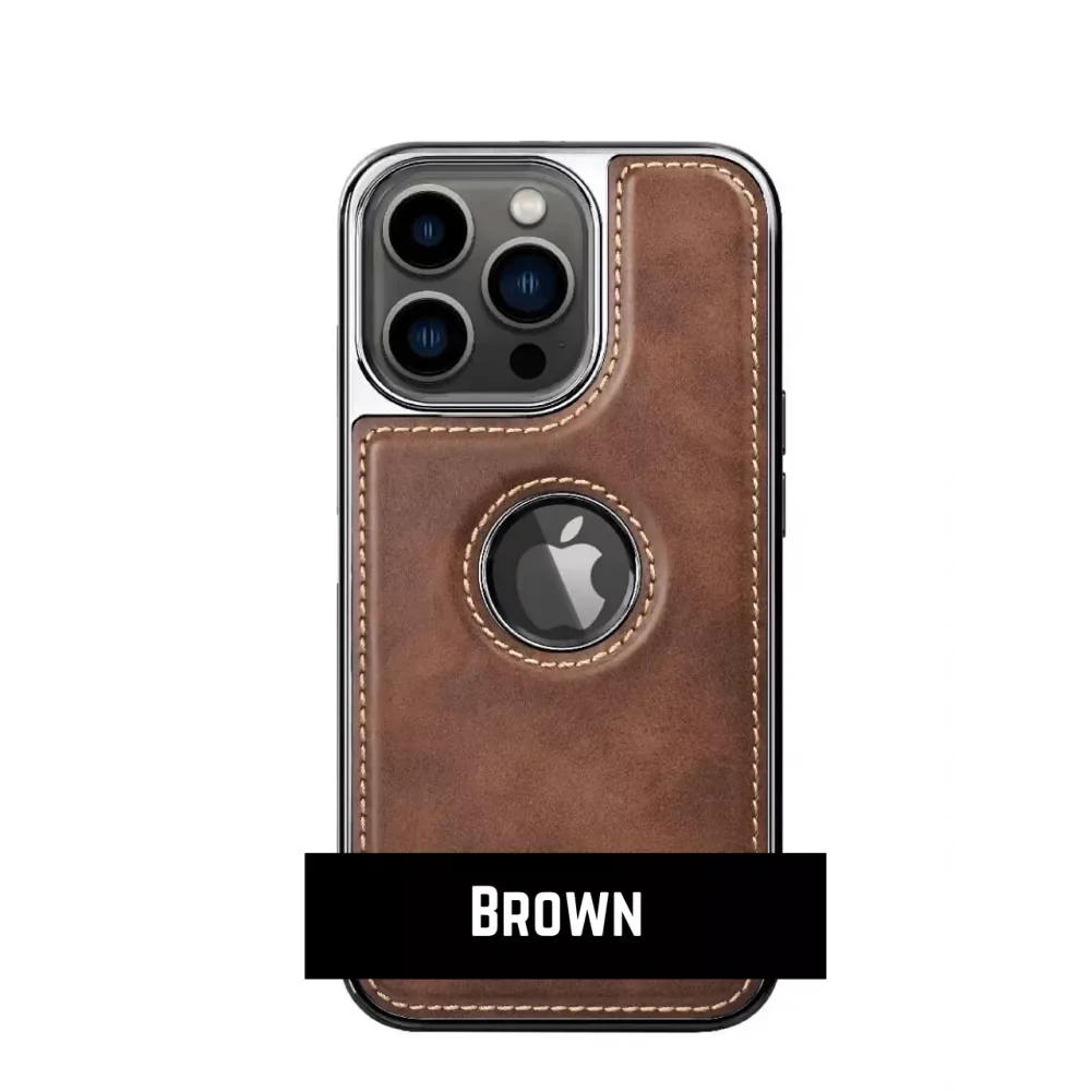 iPhone 13 Pro Max Luxurious Premium Leather Case - Brown