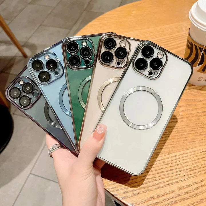 iPhone 14 Transparent Electroplating MagSafe Case with Camera Protection