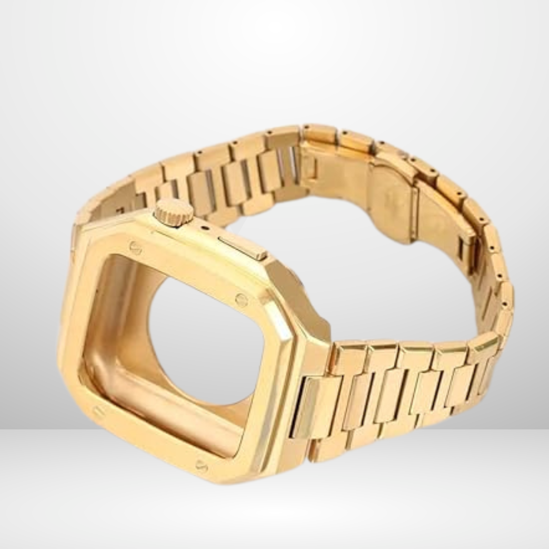 Luxury Retrofit Stainless Steel Kit for iWatch Gold Color 44/45 MM, image 3 – CaseCart