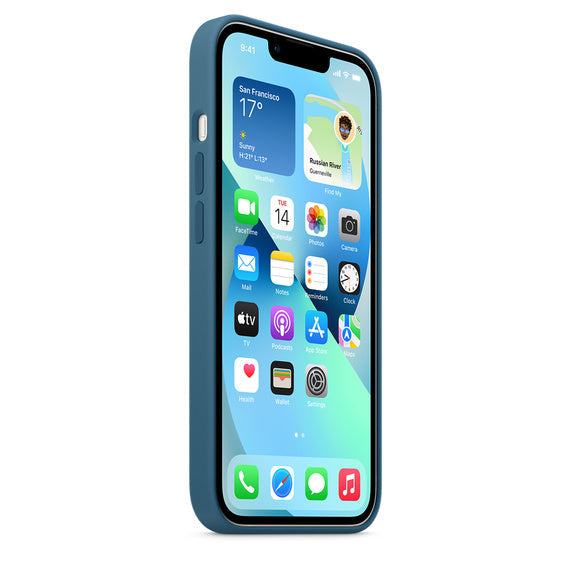 iPhone 14 Max Liquid Silicon Case with Inner Fabric - Blue