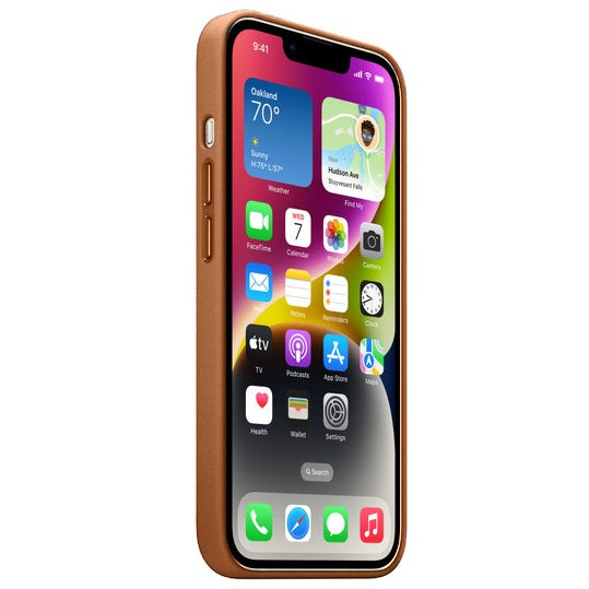 iPhone 14 Leather Back Cover Case with MagSafe – Saddle