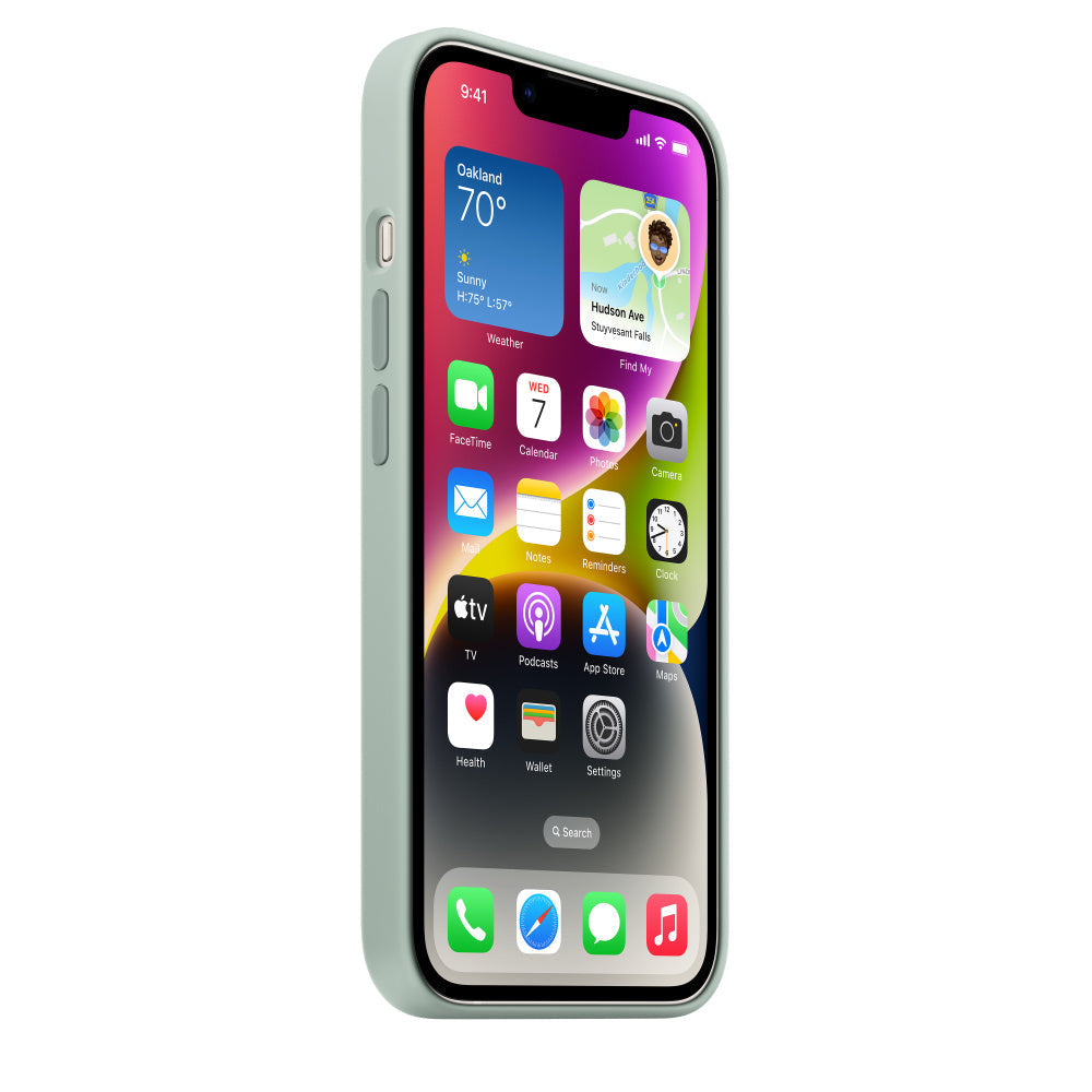 iPhone 14 Plus Silicon Case with Inner Fabric - Mint