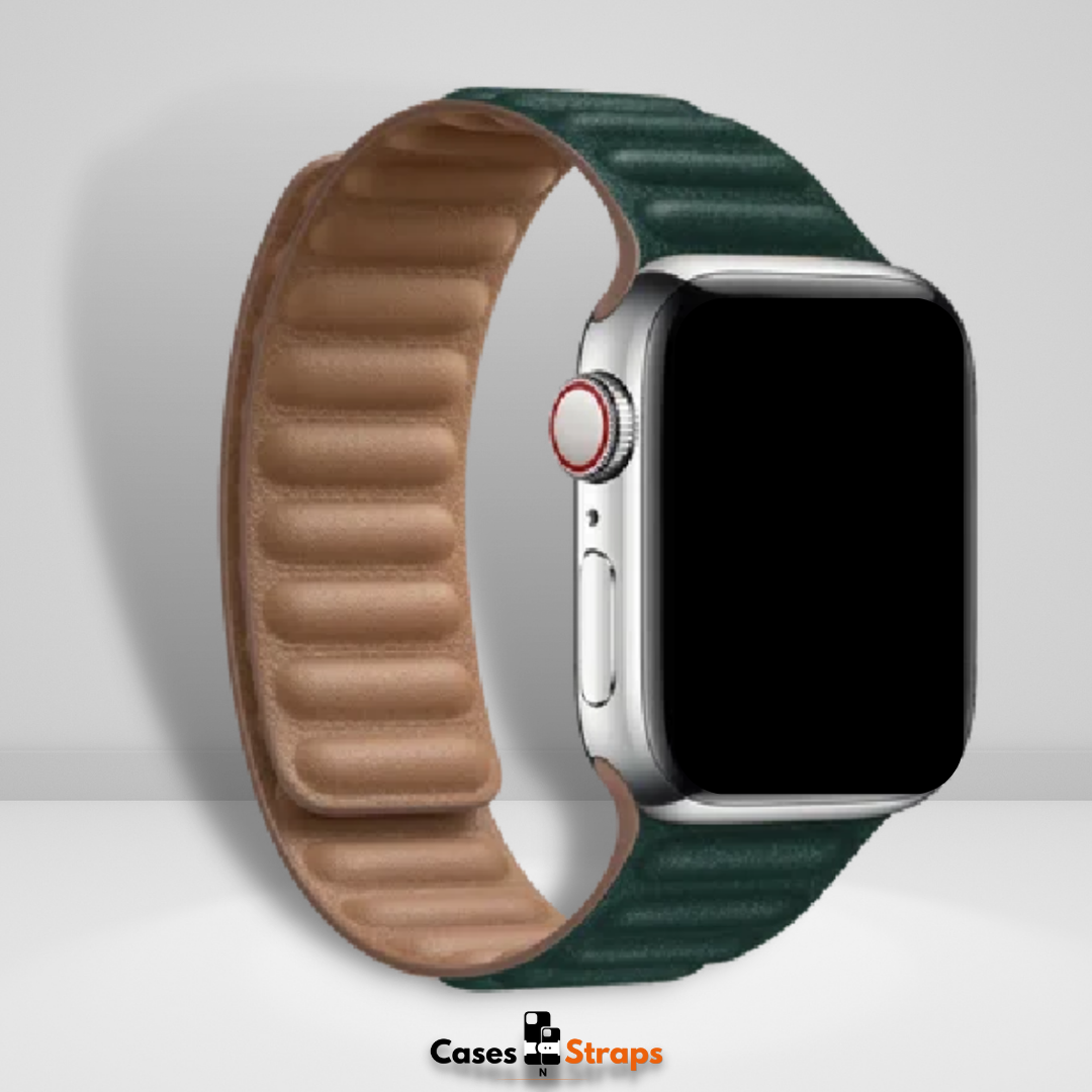 Magnetic Leather Link iWatch Strap Green Color – CaseCart