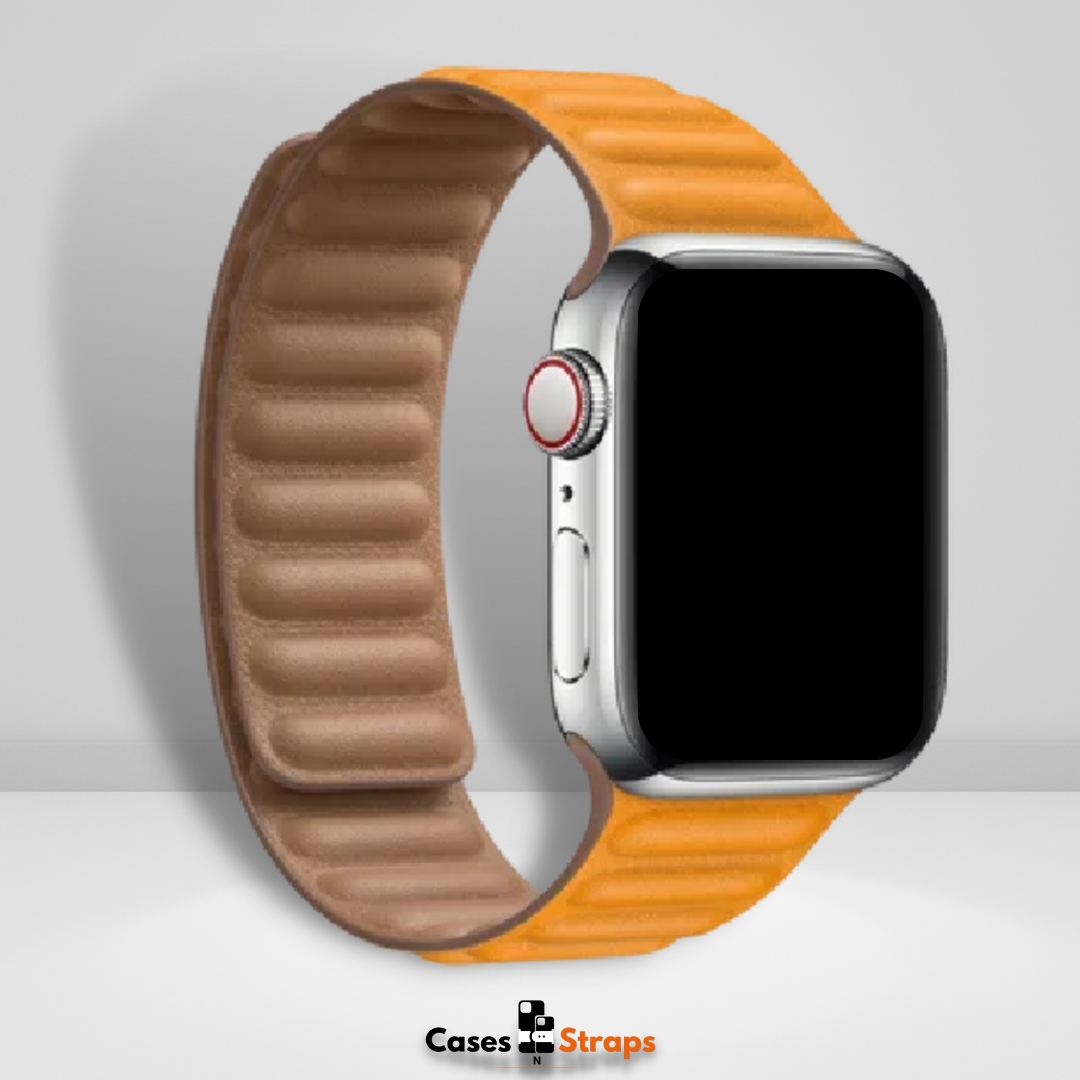 Magnetic Leather Link iWatch Strap Mustard Color – CaseCart