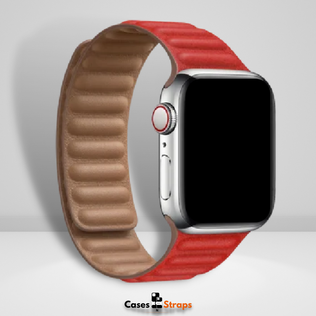 Magnetic Leather Link iWatch Strap Red Color – CaseCart