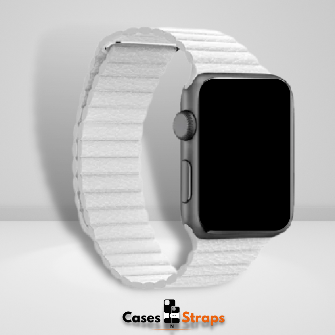 Magnetic Leather Loop iWatch Strap White Color – CaseCart