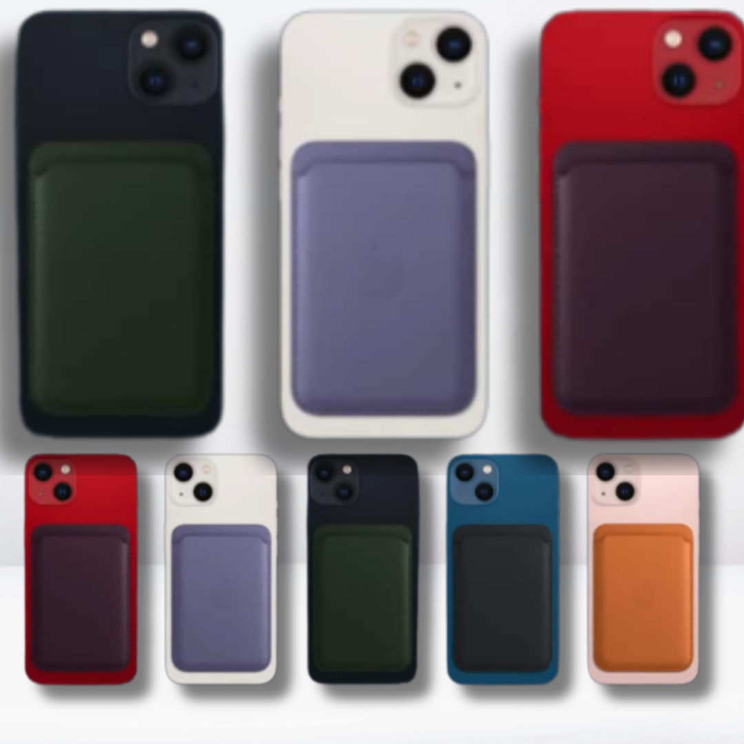 Magnetic Leather IC MagSafe Wallet for iPhone (Dark Cherry)