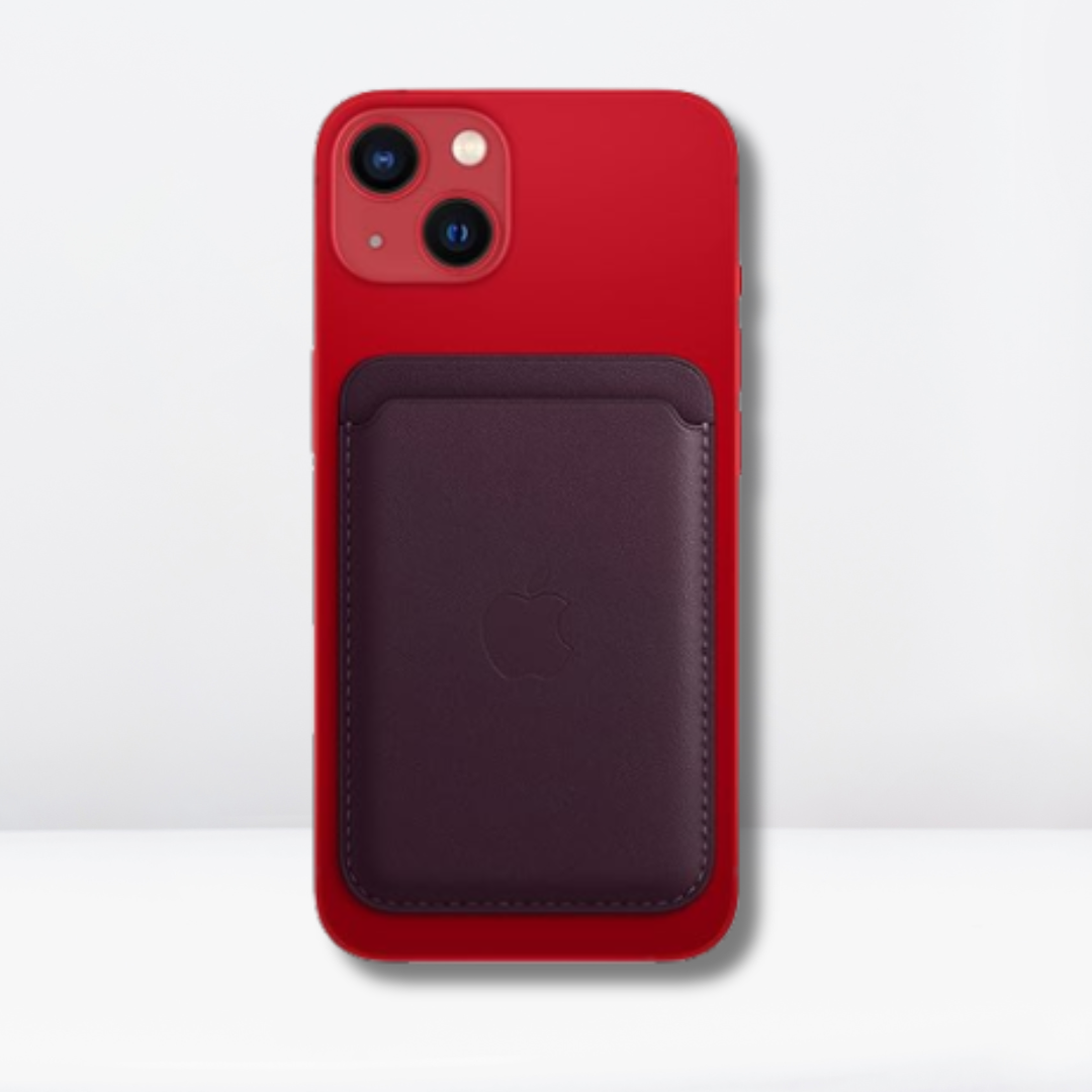 Magnetic Leather IC MagSafe Wallet for iPhone (Dark Cherry)