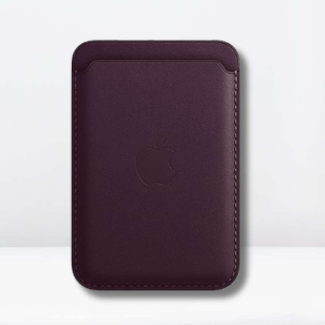 Magnetic Leather IC MagSafe Wallet for iPhone (Dark Cherry)