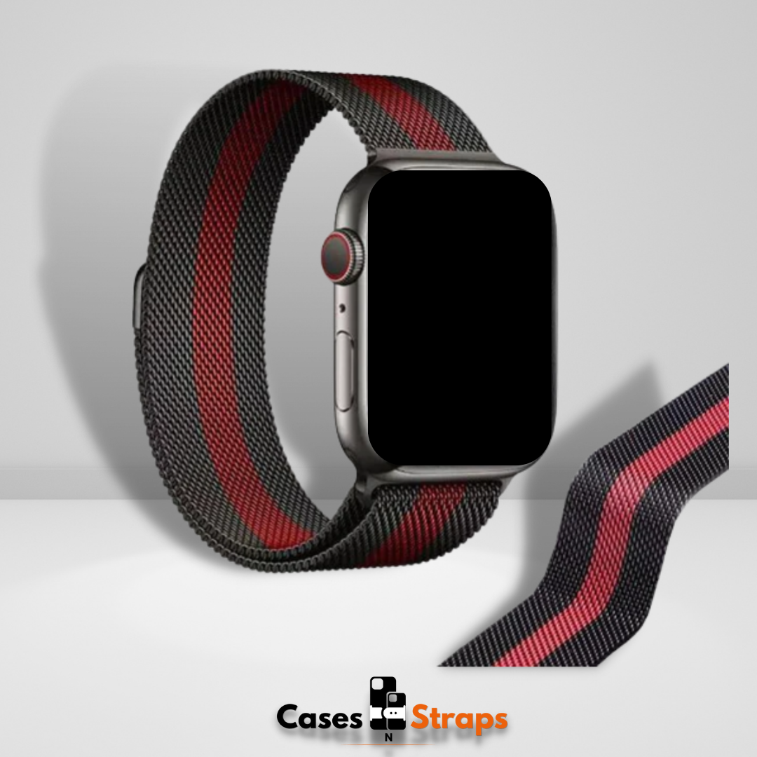 iWatch Magnetic Milanese Loop Band Black Color Red Stripe