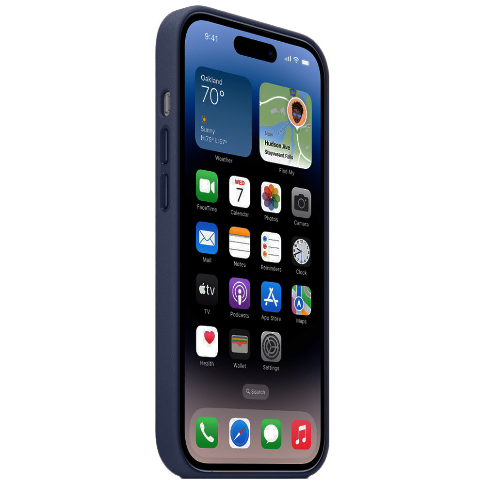 Apple iPhone 16 Pro Leather Back Cover Case - Navy Blue