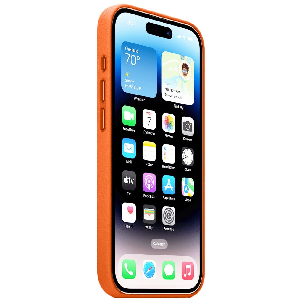iPhone 15 Pro Leather Back Cover Case with MagSafe – Orange