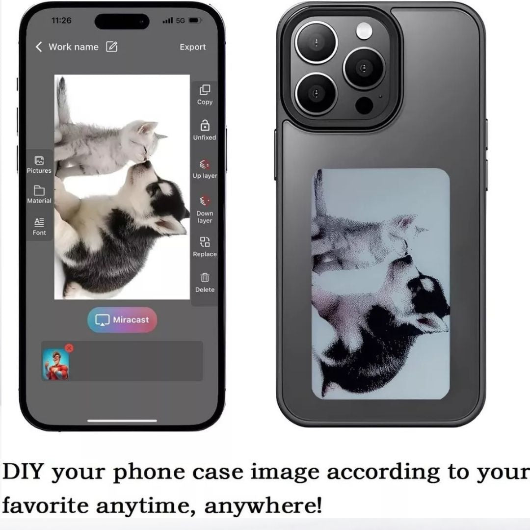 NFC DIY E-ink Screen Phone Case 16 Pro/16 Pro Max (Black)